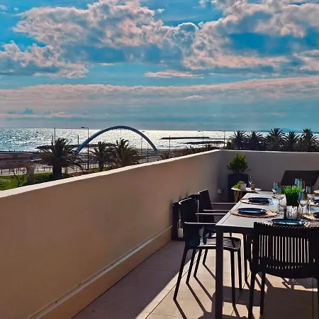 Face A La Mer, Superbe Roof Top, Vue Panoramique, Solarium, Clim * 塞特港